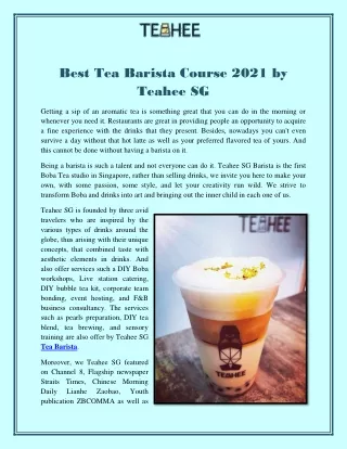 Best Tea Barista Course 2021 by Teahee SG
