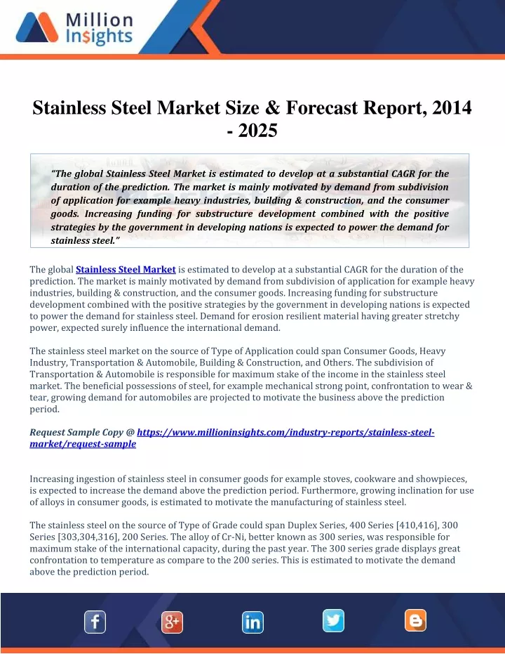 stainless steel market size forecast report 2014