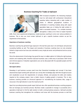 Business Coaching For Trades at UpCoach