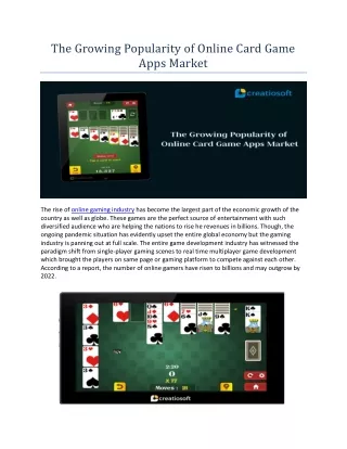 The Growing Popularity of Online Card Game Apps Market