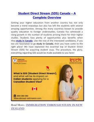 Student Direct Stream (SDS) Canada