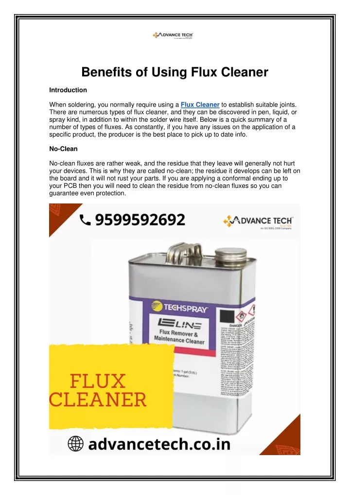 benefits of using flux cleaner