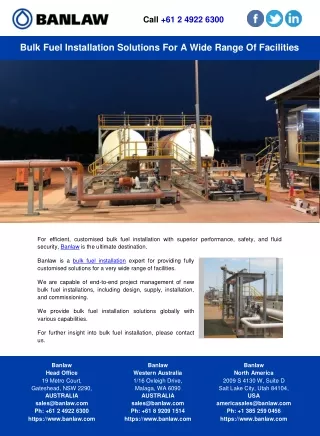 Bulk Fuel Installation Solutions For A Wide Range Of Facilities