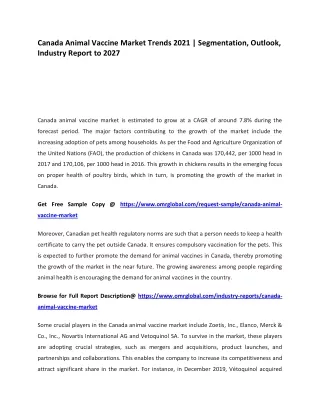 canada animal vaccine market trends 2021