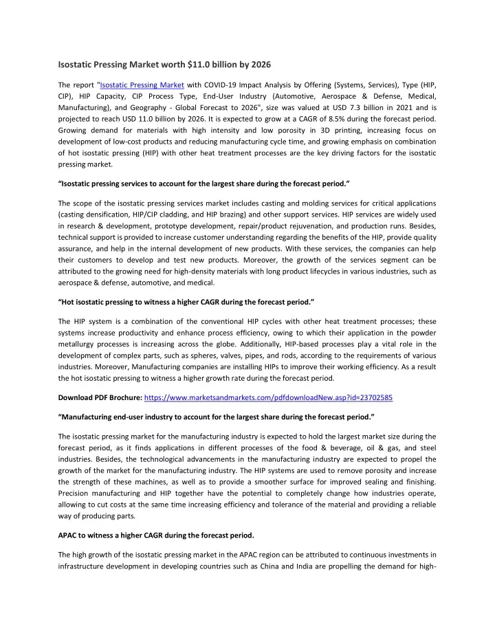 isostatic pressing market worth 11 0 billion