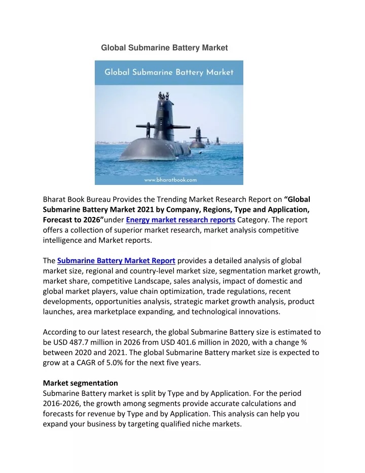 global submarine battery market