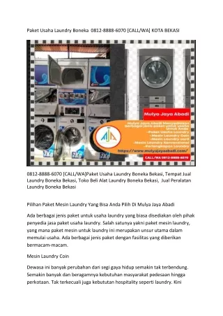 Paket Bisnis Laundry Boneka  0812-8888-6070 [CALL/WA] KOTA BEKASI