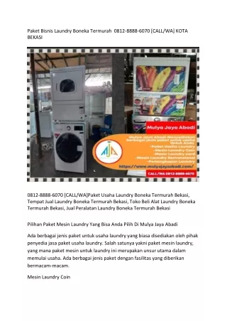 Paket Usaha Laundry Boneka Murah  0812-8888-6070 [CALL/WA] KOTA BEKASI