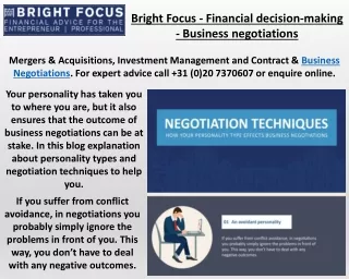 Bright Focus - Financial decision-making - Business negotiations