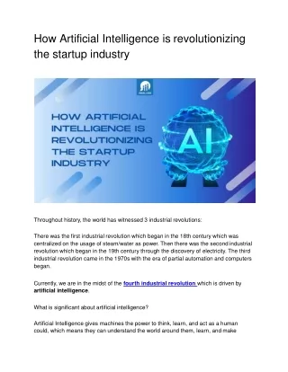 how artificial intelligence is revolutionizing the startup industry