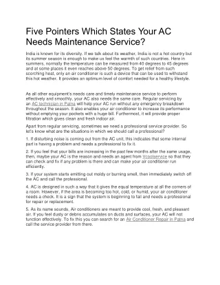 five pointers which states your ac needs