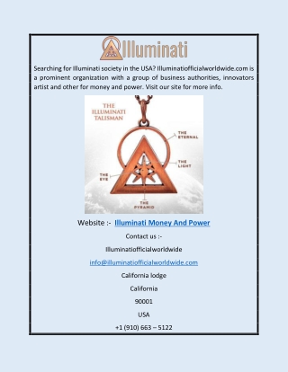 Illuminati Money and Power | Illuminatiofficialworldwide.com