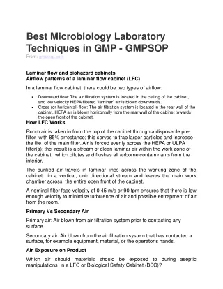 Best Microbiology Laboratory Techniques in GMP