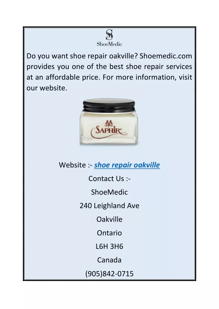 do you want shoe repair oakville shoemedic
