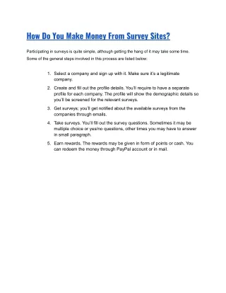 how do you make money from survey sites