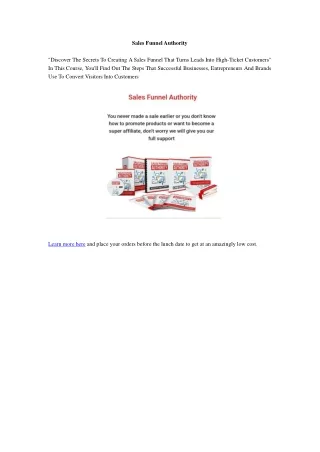 Introducing Sales funnel authority PLR