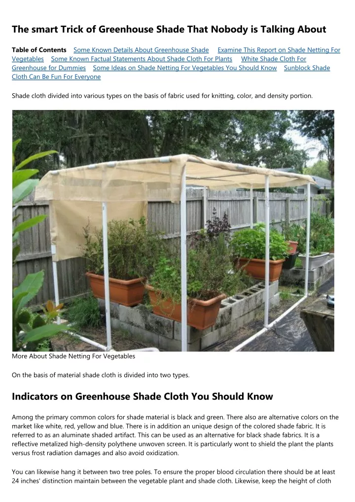 the smart trick of greenhouse shade that nobody