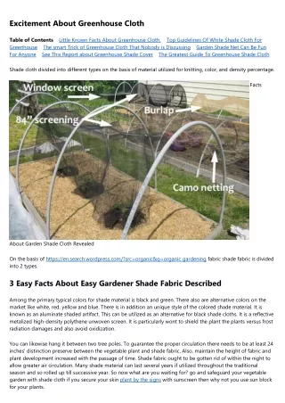 Get This Report on Vegetable Garden Shade Cloth