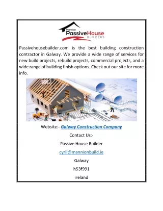 Galway Construction Company | Passivehousebuilder.com