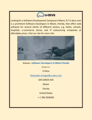 Software Developers in Miami Florida | U-devs.com