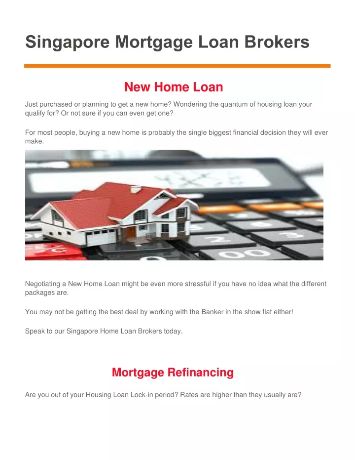 singapore mortgage loan brokers