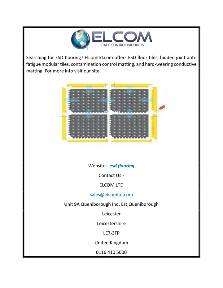 searching for esd flooring elcomltd com offers