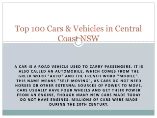 Top 100 Cars & Vehicles in Central Coast