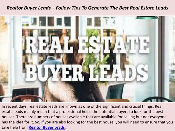 realtor buyer leads follow tips to generate the best real estate leads