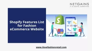 shopify features list for fashion ecommerce