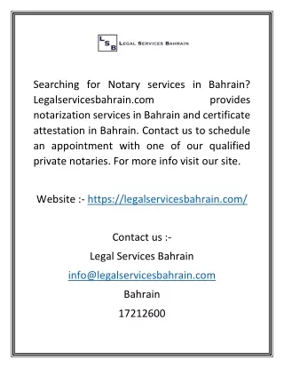 Notary Services in Bahrain  Legalservicesbahrain.com
