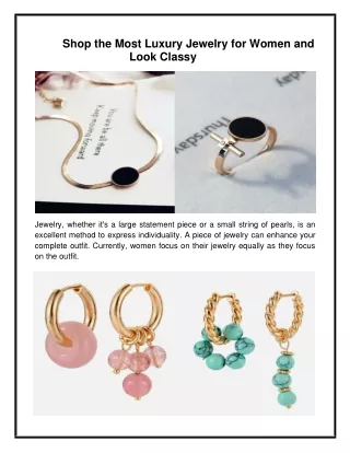 Shop the Most Luxury Jewelry for Women and Look Classy