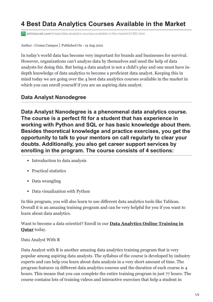 4 best data analytics courses available