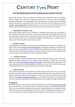 tips that would help you print the best business