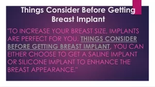things consider before getting breast implant
