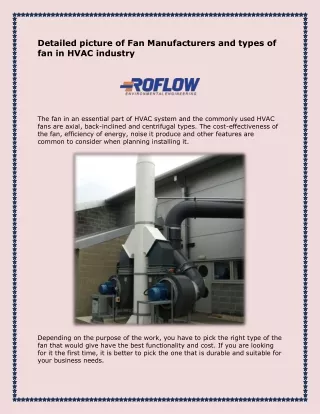 Detailed picture of Fan Manufacturers and types of fan in HVAC industry