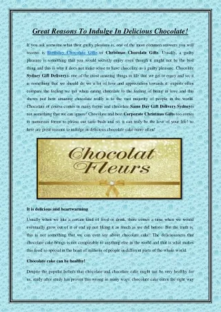 Great Reasons To Indulge In Delicious Chocolate