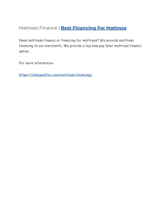 Mattress Finance | Best Financing For Mattress