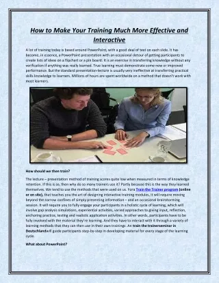 How to Make Your Training Much More Effective and Interactive