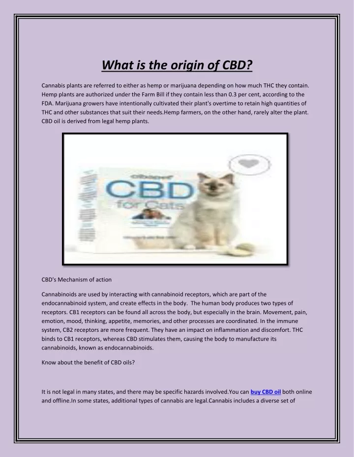 what is the origin of cbd
