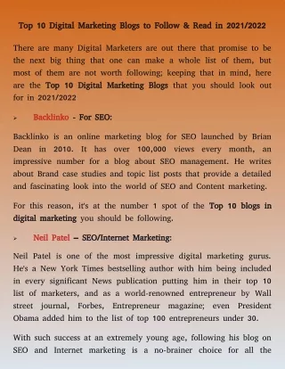 top 10 digital marketing blogs to follow read