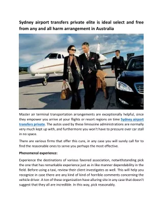 sydney airport transfers private elite is ideal