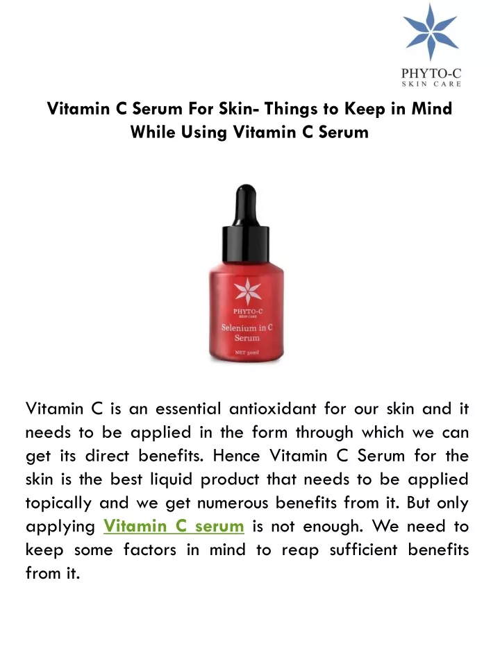 vitamin c serum for skin things to keep in mind