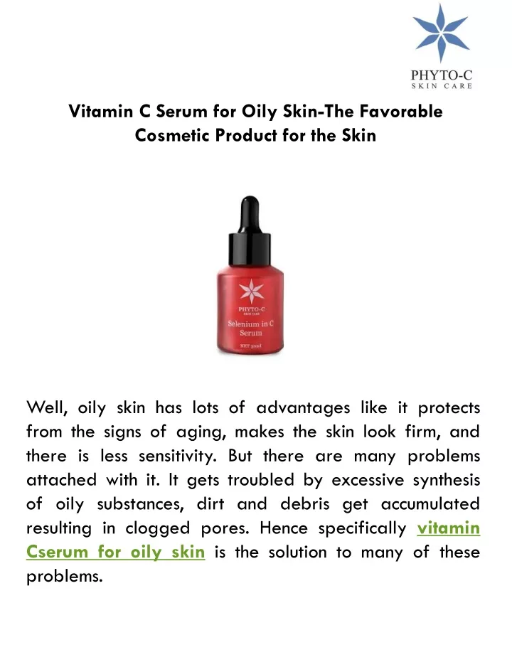 vitamin c serum for oily skin the favorable