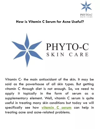 how is vitamin c serum for acne useful