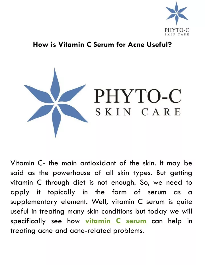 how is vitamin c serum for acne useful