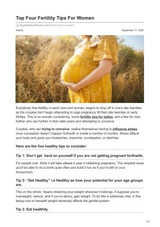 Top Four Fertility Tips For Women