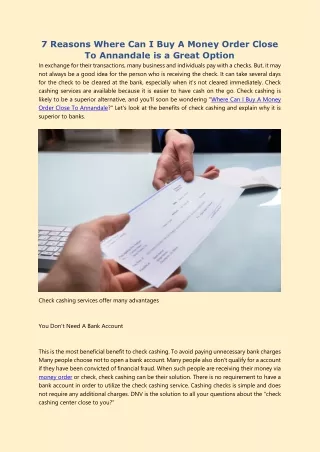 7 reasons where can i buy a money order close