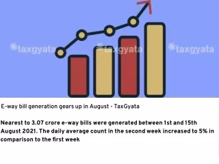 E-way bill generation gears up in August - TaxGyata