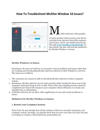 how to troubleshoot mcafee window 10 issues