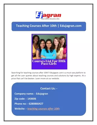 teaching courses after 10th edujagran com